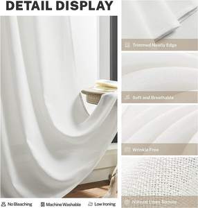 Tenda in <span class=keywords><strong>Lino</strong></span> Semi-Trasparente Xinlan Popolare per Soggiorno con Tasca a Bastone, Colore Bianco Crema, Filtrante della Luce - Product Image 6