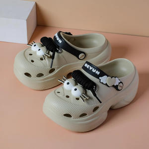 Sandalias Crocs Meyun para Mujer, Suela Gruesa, Aumentan la Altura, Perforadas, Diseño de Ojos Grandes de Dibujos Animados, para Playa, Verano y Uso en Exteriores - Product Image 2