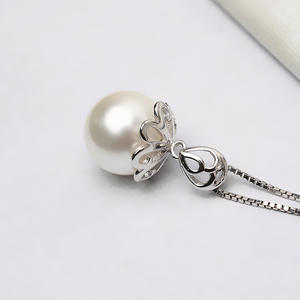 Colgante Grande de Plata S925 con Incrustaciones de Perlas de 16-17 mm, Colgante de Collar con Forma de Sombrero Grande Hueco con Soporte Vacío, Accesorio Moderno 747 - Product Image 3