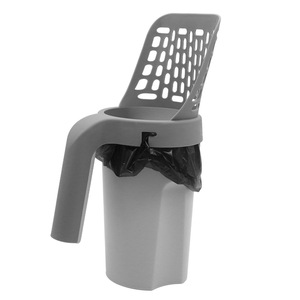 Pelle à litière pour chat avec sacs poubelles intégrés, facile à nettoyer, accessoires pour litière de chat, gris clair, rectangulaire, en PP - Product Image 2