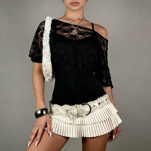 เสื้อยืดแขนกลางผ้าลูกไม้เซ็กซี่แบบโปร่งสำหรับผู้หญิงช่วงฤดูร้อน - Product Image 5