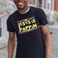 Service de transfert de film DTF religieux personnalisé avec logo « Jesus Is Poppin » à repasser, impression de transfert sur film DTF chrétien pour motifs melaninés