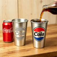 Gobelet de fête coloré personnalisé, design moderne, gobelet à cola, gobelets en aluminium jetables, mug Ping 450 ml, gobelet à eau portable pour les voyages et la randonnée