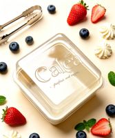 Boîte à pâtisserie carrée de qualité alimentaire avec couvercle transparent en PET