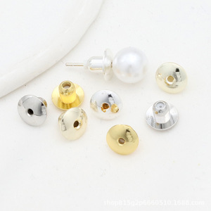 Tapones para los oídos de oro de 18k que preservan el color, puntas de silicona UFO, tapones para los oídos de alta gama, tapones para los oídos con cuentas redondas, tapones para pendientes DIY A55B - Product Image 4