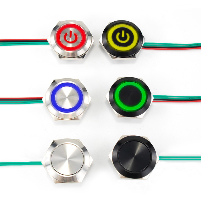 HUSA 22mm Ultra Short Button Switches 6v/12v/24v Push Button Switches Momentary IP65 Stainless Steel Anti Vandal Switches 1NO