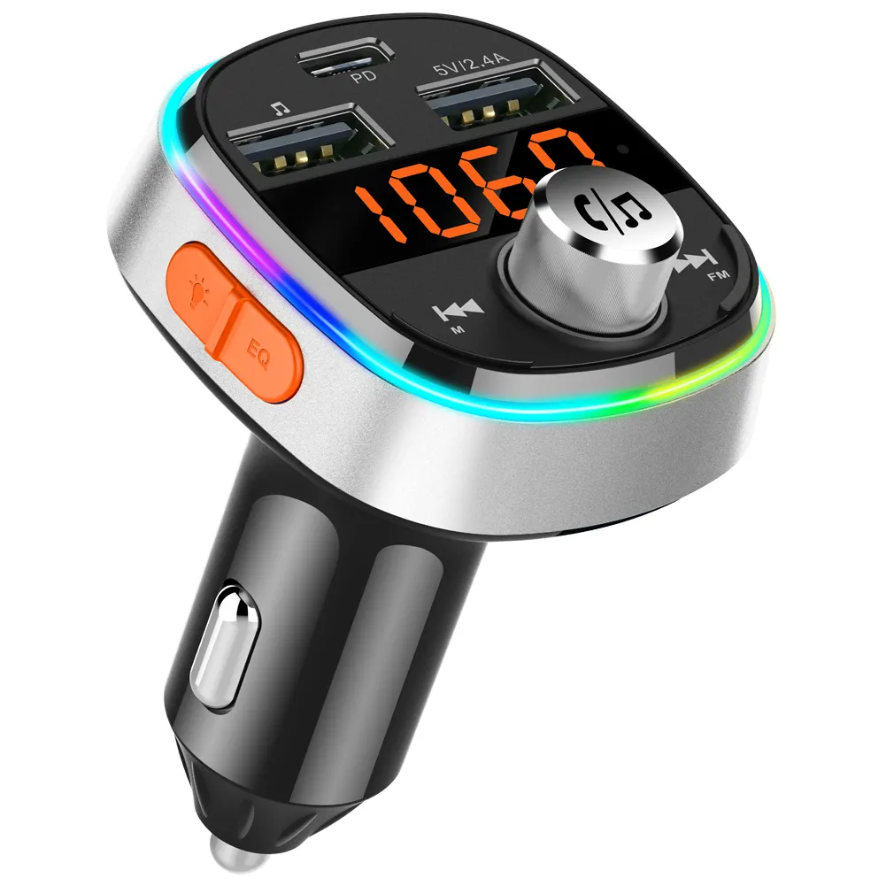 PD 3.0 18W Car Charger Wireless FM Transmitter Car Charger MP3 Player Dual USB Port for Mobile Phone Charge