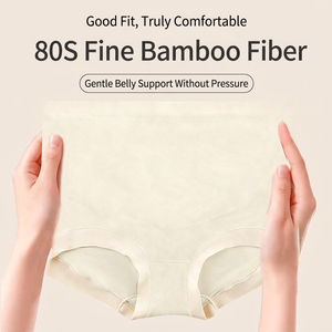Culottes de maternité taille haute en fibre de bambou, soutien du ventre, sans couture, antibactériennes, grandes tailles, sous-vêtements de grossesse et post-partum - Product Image 4