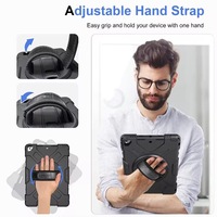 Étui de tablette robuste antichoc 360° °   Support rotatif avec sangle de maintien et porte-crayon pour iPad et tablette Samsung