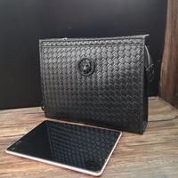 Sac à main plat en PU tressé souple pour hommes d'affaires, motif tête de tigre, nouvelle collection 2023, idéal pour les voyages d'affaires