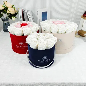 High-capacity Round Flower Box For Flower Display Velvet Flower Gift Box