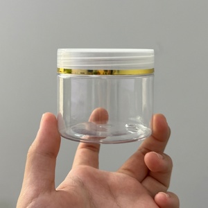 ขวดพลาสติกใสปากกว้างขนาด 50 มล. 2 ออนซ์ 6 ออนซ์ 250 มล. 500 มล. พร้อมเส้นสีทองสำหรับบรรจุภัณฑ์สครับขัดผิว จำหน่ายราคาส่ง - Product Image 2