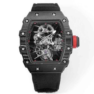 Reloj de Pulsera Mecánico de Cuerda Manual con Tourbillon Flotante en Forma de Barril de Carbono Completo 27-02, Cronógrafo Grand Prix para Hombre - Product Image 1