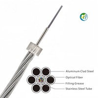 Kabel Wolf Single Central Tube OPGW Kawat Tanah Optik Ringan untuk Menara Transmisi Bentang Panjang