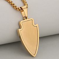 Pendentif bouclier vierge en acier inoxydable personnalisé pour gravure, plaqué or 18 carats, collier tendance, vente en gros