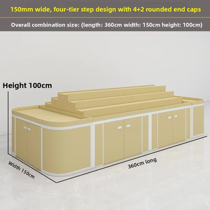 Étagère trapézoïdale à niveaux en bois pour fruits, présentoir îlot multi-niveaux, meuble de rangement amovible pour supermarchés, pour bout de rayon - Product Image 4