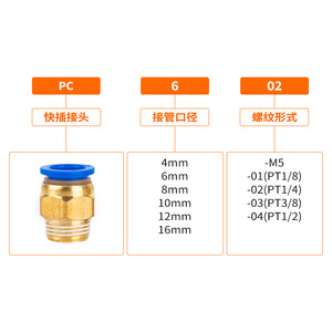 Blue Pc Air Hose <b>Quick</b> <b>Connector</b> Brass Threaded Straight 4Mm 10 12 16 03 Pneumatic Parts - Product Image 2