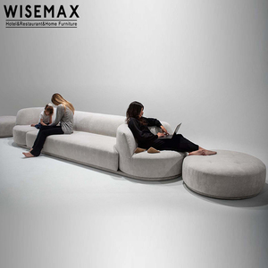 WISEMAX FURNITURE Canapé moderne minimaliste multifonctionnel en bois avec cadre rotatif, tissu en lin blanc, 3 places pour salon - Product Image 2