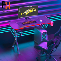Bureau d'ordinateur de jeu à lumière LED table de jeu bureau de jeu pc