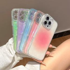 Custodia per telefono con Glitter alla rinfusa, <span class=keywords><strong>arcobaleno</strong></span> con cuore trasparente, <span class=keywords><strong>Cover</strong></span> per fotocamera con strass, anello per IPhone/Samsung - Product Image 3