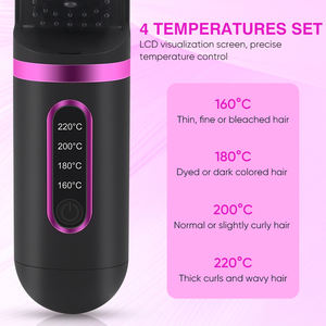 Peigne Chauffant Sans Fil Rechargeable 2-en-1 et Brosse Lissante pour Cheveux Femme, Fer Plat Céramique à Chauffage Rapide - Product Image 2