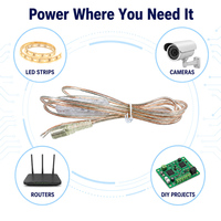 Câble d'extension d'alimentation pour enseignes néon LED, 2 m de long, transparent, femelle DC vers fil à extrémité ouverte, 2 conducteurs, avec interrupteur 304