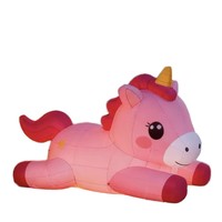 Licorne géante gonflable personnalisable rose avec lumières LED, résistante à l'eau, pour la décoration d'événements extérieurs, festivals et centres commerciaux