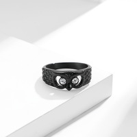 Bague en acier inoxydable Zircon mode hip hop Bague hibou pour hommes femmes Cadeaux de fête Bijoux en gros