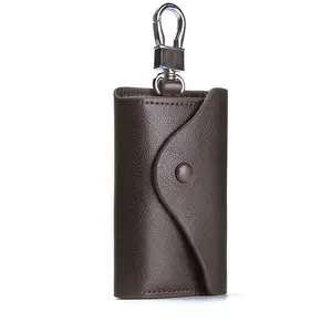 Özel anahtarlık cüzdan Retro hakiki deri anahtarlık çanta araba anahtarlık organizatör tutucu erkekler için manyetik bozuk para cüzdanı anahtarlık