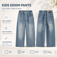 Jeans en denim à jambe large pour enfants, taille élastique, délavage vintage, coupe ample, pantalon baggy pour tout-petits garçons et filles, tenue décontractée pour la rentrée scolaire