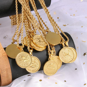 Collar del zodiaco chapado en oro para mujeres y hombres constelación moneda horóscopo astrología colgante collares joyería <span class=keywords><strong>de</strong></span> <span class=keywords><strong>la</strong></span> <span class=keywords><strong>suerte</strong></span> - Product Image 3