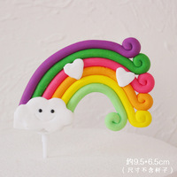 Drei dimensionale große Stern Regenbogen Polymer Clay Kinder Kuchen Dekoration Kinder Kuchen Topper