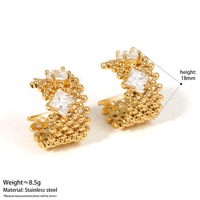 Boucles d'oreilles rectangulaires en maille ajourée géométrique vintage de luxe CLIORO, résistantes à la transpiration, avec double carré en zircon cubique, pour femme, usage quotidien