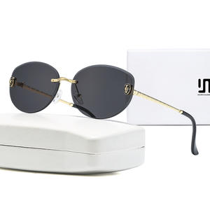 Gafas de Sol Sin Marco 2025 para Mujer, Montura Metálica, Lentes Moradas, UV400, Ligeras, Estilo Retro Europeo - Product Image 2