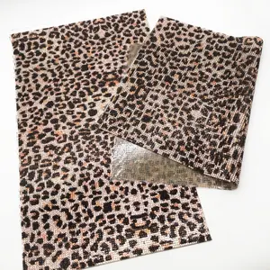 2022 new ideas products hot fix sexy leopard print sheet rhinestone motif mesh for handbag and shoe