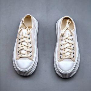 CC Best-Selling Women's Casual Sports <b>Sneakers</b> New <b>Leather</b> Lace-Up Walking Shoes Thick-Soled Platform Fashion Spring/Autumn - Product Image 4