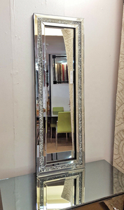 Modern Design Crushed Diamond Crystal Glass <strong>Silver</strong> <strong>Frame</strong> Bevelled Wall <strong>Mirror</strong> - Product Image 5