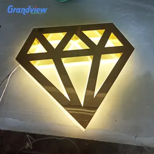 Grandview Dekorasi Dalam Ruangan Kustom Huruf Kuningan Logam Solid Logo Huruf Huruf Huruf Huruf Dekoratif