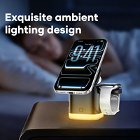 Nouveau produit innovant Q I2.2 25W Chargeur sans fil 5 en 1, support pliable, chargeur de bureau avec lumière nocturne, câble rétractable