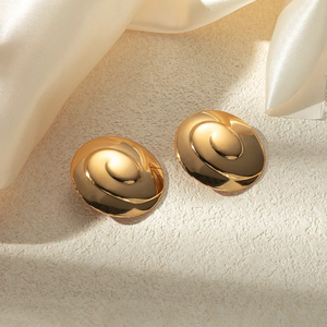 Pendientes de Acero Inoxidable 304 con Baño de Oro de 18K, Diseño Geométrico en Espiral, Estilo Simple, Joyería de Moda para Mujer - Product Image 2