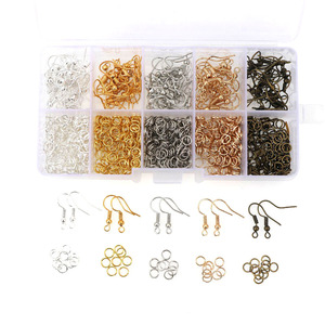 Kit d'accessoires de fabrication de bijoux collier chaîne boucle d'oreille crochets épingles à tête anneaux de saut fermoir de homard ensemble de résultats de bijoux à bricoler soi-même fournitures - Product Image 1