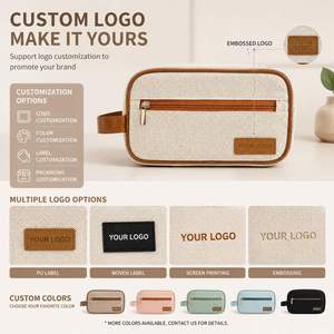 Custom Canvas Toiletry Bag Travel Organizer Pouch Waterproof <b>Makeup</b> Storage Bag with Handle Zipper Cosmetic <b>Case</b> - Product Image 5
