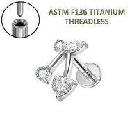 Bijou de corps Freya en titane de qualité implant ASTM F136, clou à pression sans filetage à dos plat, cerise, pour piercing de cartilage féminin