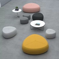 Nouveau canapé de bureau modulaire en forme de galet moderne, ottoman créatif, sièges pour salle d'attente, ensemble de tabourets en tissu couleur personnalisable