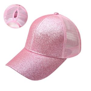 Gorras de béisbol de verano para mujer al por mayor con purpurina, sombreros de malla con cola de caballo y lentejuelas para dropshipping - Product Image 1