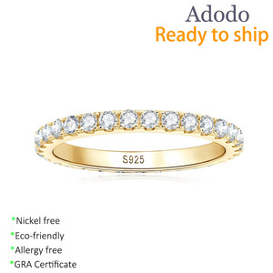 Anelli Eternity in <span class=keywords><strong>Argento</strong></span> Sterling 925 Placcato Oro Antiossidante con Moissanite VVS GRA 2MM per Regalo di Coppia - Product Image 1