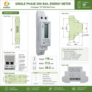 <span class=keywords><strong>Compteur</strong></span> <span class=keywords><strong>d</strong></span>'<span class=keywords><strong>énergie</strong></span> intelligent monophasé avec écran LCD, 5(30)A, mesure active du réseau, rail DIN 35mm, avec <span class=keywords><strong>compteur</strong></span> intégré - Product Image 3