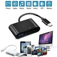 3 in 1 TF CF SD multifungsi pembaca kartu memori adaptor kartu Sim USB Tipe C OTG konverter untuk MacBook Laptop Samsung Xiaomi