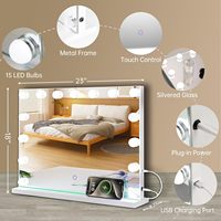15 LED High-Definition Metal+Glass for Makeup Mirror Touch Switch Magnifying Personalized 3 Colors Lighting for Desktop