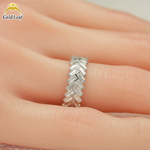 Goldleaf 925 Sterling <b>Silver</b> Plated Moissanite D VVS <b>Emerald</b> Cut Engagement & Eternity Wedding <b>Ring</b> Jewelry GRA Report - Product Image 2